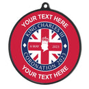 PERSONALISED CORONATION UNION JACK SCHOOL MEDAL 54MM BLACK