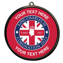PERSONALISED CORONATION UNION JACK SCHOOL MEDAL 54MM GREY