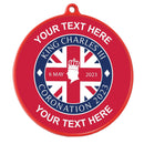 PERSONALISED CORONATION UNION JACK SCHOOL MEDAL 54MM RED