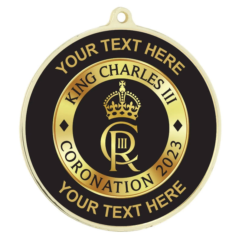 PERSONALISED STYLISH CORONATION MEDAL 54MM GOLD