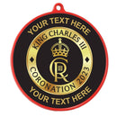 PERSONALISED STYLISH CORONATION SCHOOL MEDAL 54MM RED