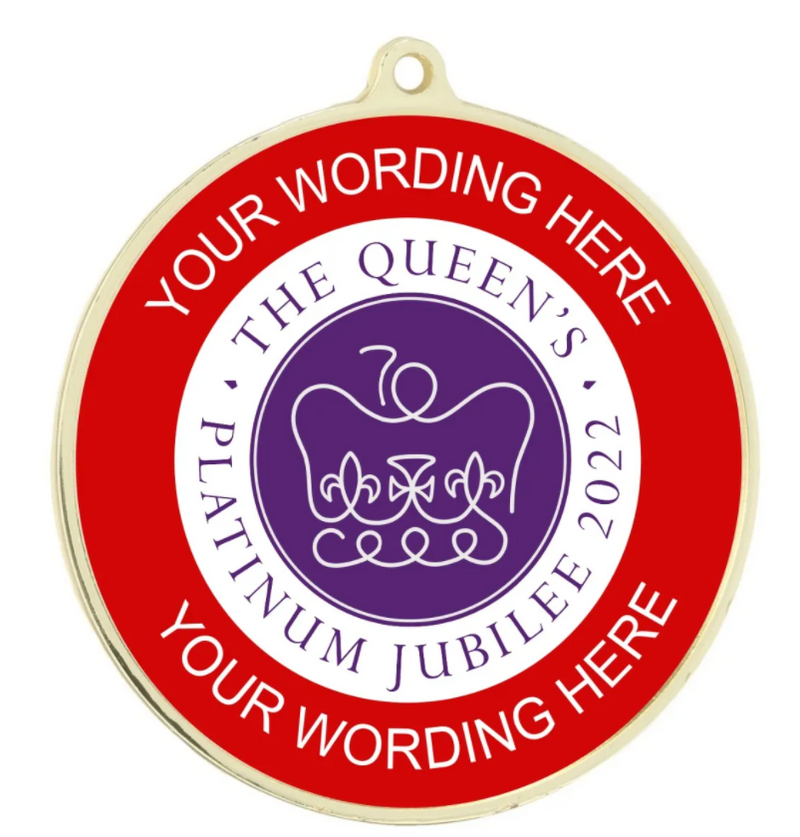 PERSONALISED QUEEN'S PLATINUM JUBILEE GOLD CLASSIC MEDAL 52MM (2")