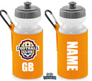Orange Personalised Bottle And Holder - Printed Name And Full Colour Badge - Your Own Personalised Badge