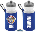 Royal Blue Personalised Bottle And Holder - Printed Name And Full Colour Badge - Your Own Personalised Badge