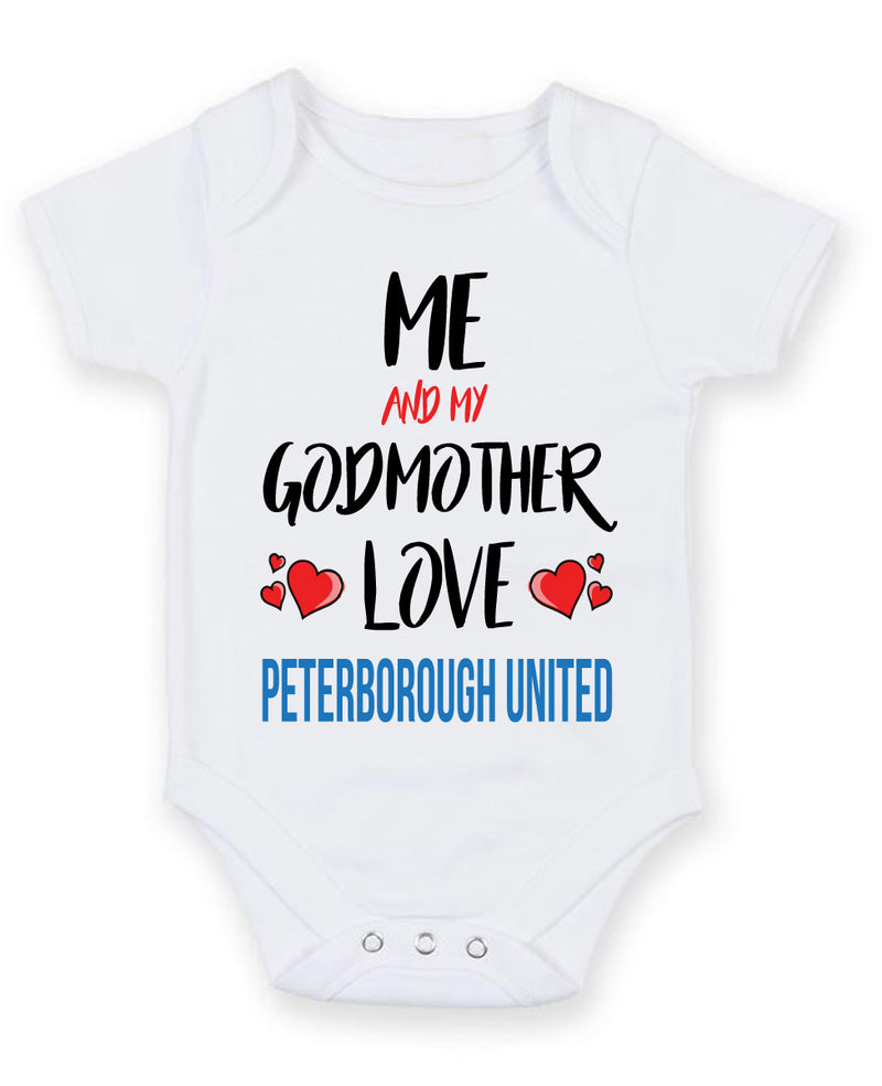 Me and My Godmother Love PETERBOROUGH UNITED Personalised FOOTBALL TEAM Baby Grow
