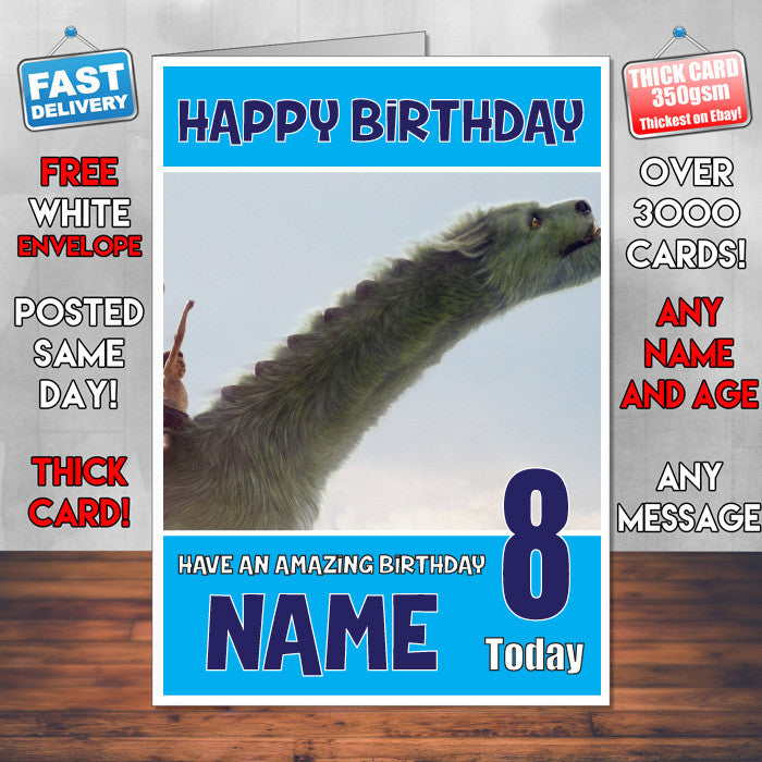 PETES DRAGON 2 BM2 THEME INSPIRED Style PERSONALISED Kids Adult FUNNY Birthday Card