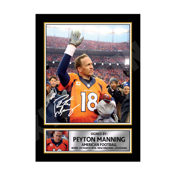 Peyton Manning 1 American Football Printed Signature Print