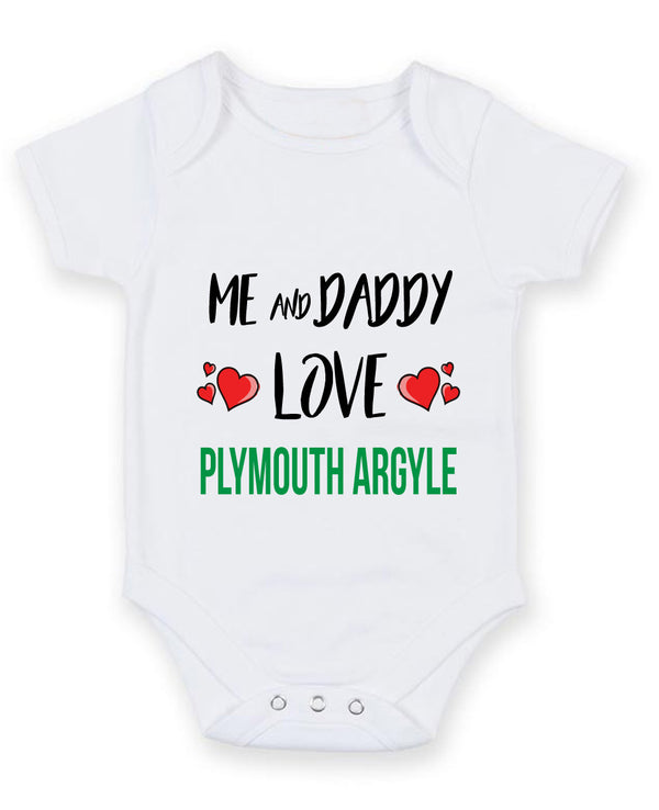 Me and Daddy Love PLYMOUTH ARGYLE Personalised FOOTBALL TEAM Baby Grow