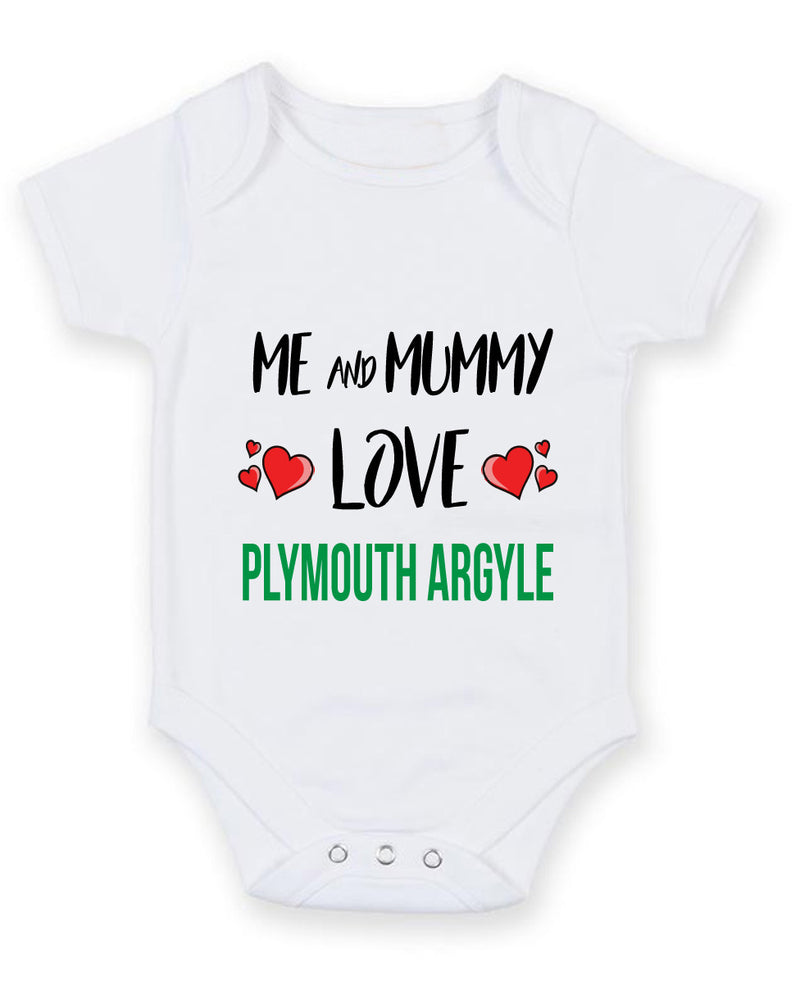 Me and Mummy love PLYMOUTH ARGYLE Personalised FOOTBALL TEAM Baby Grow