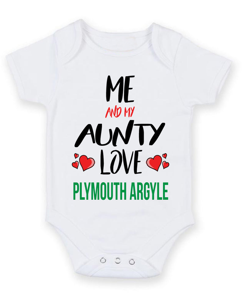 Me and My Aunty Love PLYMOUTH ARGYLE Personalised FOOTBALL TEAM Baby Grow