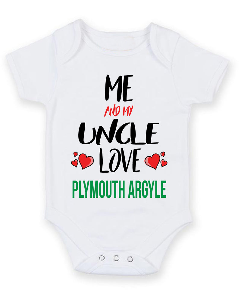Me and My Uncle Love PLYMOUTH ARGYLE Personalised FOOTBALL TEAM Baby Grow