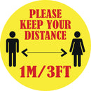 Please Keep Your Distance 1m 3ft Social Distancing Floor Stickers