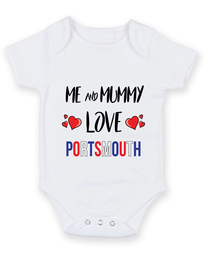 Me and Mummy love PORTSMOUTH Personalised FOOTBALL TEAM Baby Grow