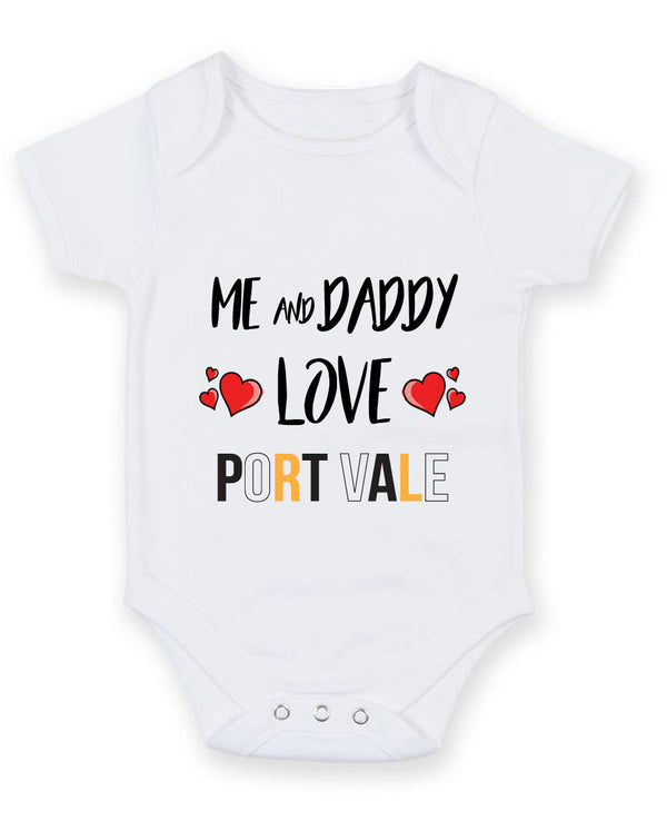 Me and Daddy Love PORT VALE Personalised FOOTBALL TEAM Baby Grow
