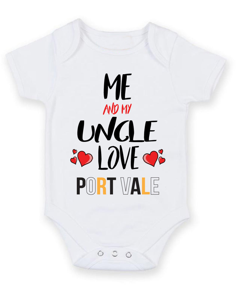 Me and My Uncle Love PORT VALE Personalised FOOTBALL TEAM Baby Grow
