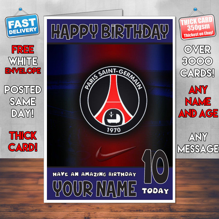 PSG BM1 THEME INSPIRED Kids Adult Personalised Birthday Card Birthday Card