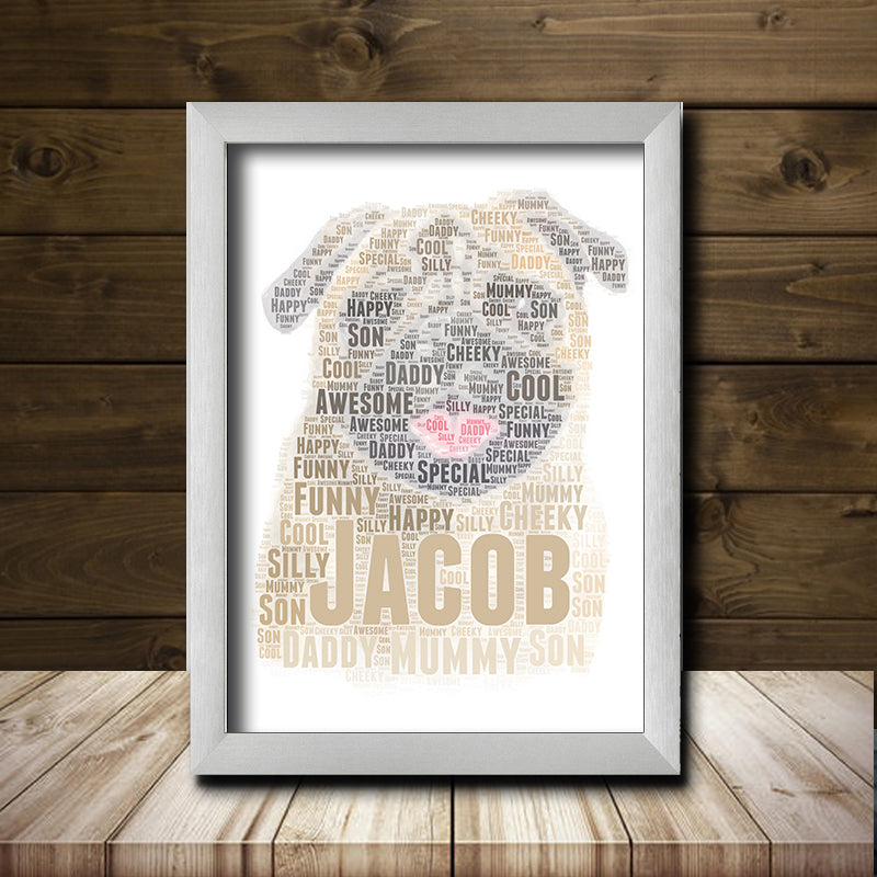 Personalised Pug 1 Word Art Poster Print