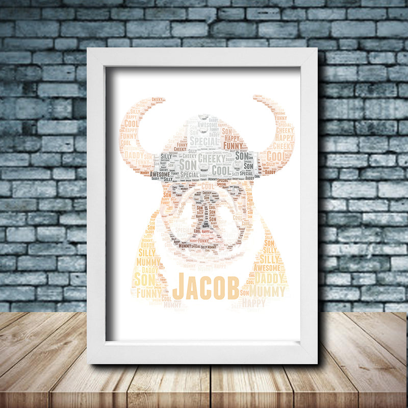 Personalised Pug 3 Word Art Poster Print