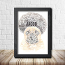 Personalised Pug 4 Word Art Poster Print