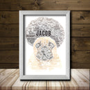 Personalised Pug 4 Word Art Poster Print