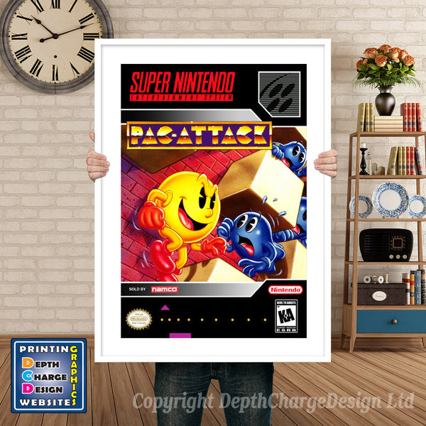 Pacattack Super Nintendo Game Inspired Theme Retro Gaming Poster