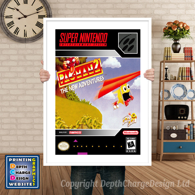 Pacman 2 The New Adventures Super Nintendo GAME INSPIRED THEME Retro Gaming Poster A4 A3 A2 Or A1