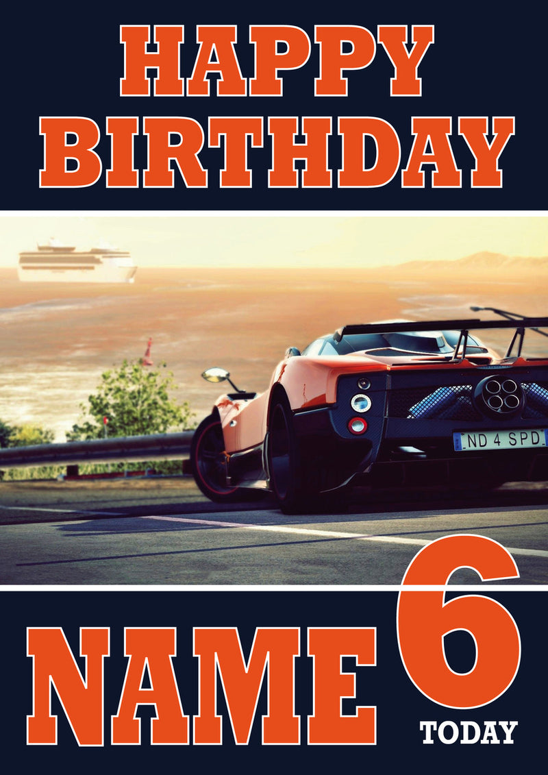 Personalised Pagani Zonda 2 THEME INSPIRED Style PERSONALISED Kids Adult FUNNY Birthday Card