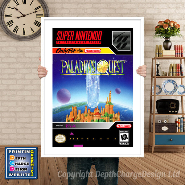 Paladin's Quest Super Nintendo Game Inspired Theme Retro Gaming Poster