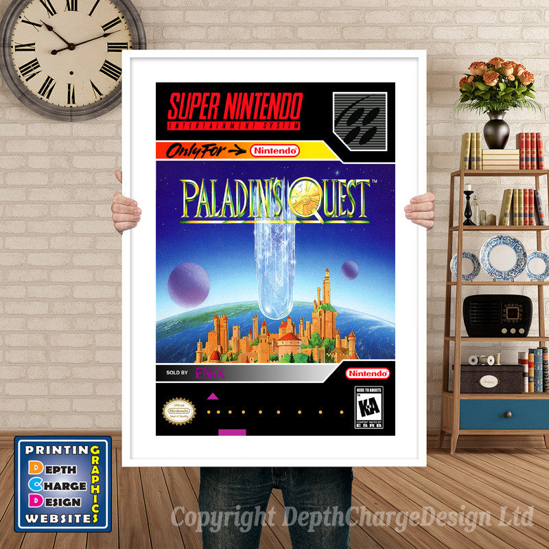 Paladin's Quest Super Nintendo GAME INSPIRED THEME Retro Gaming Poster A4 A3 A2 Or A1