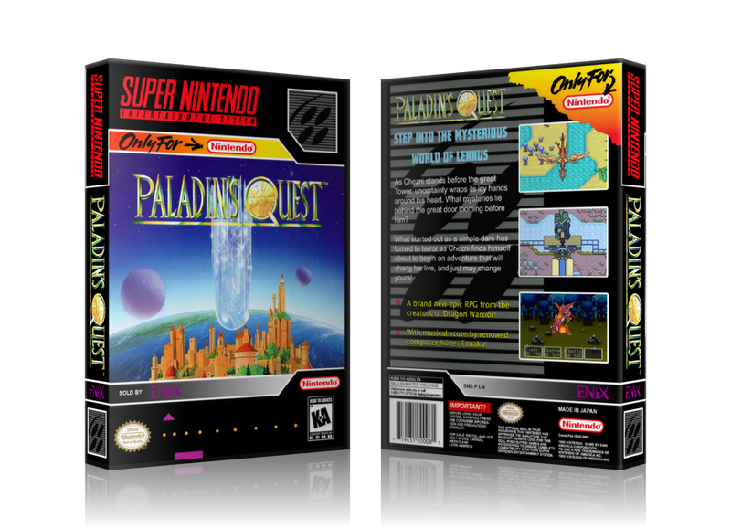 Paladin's Quest Replacement SNES REPLACEMENT Game Case Or Cover