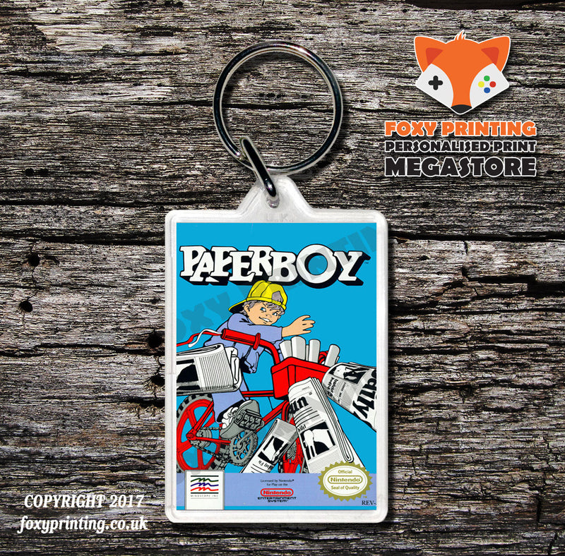 Paperboy 2 Retro NES Game Cover Art Gaming Keyring