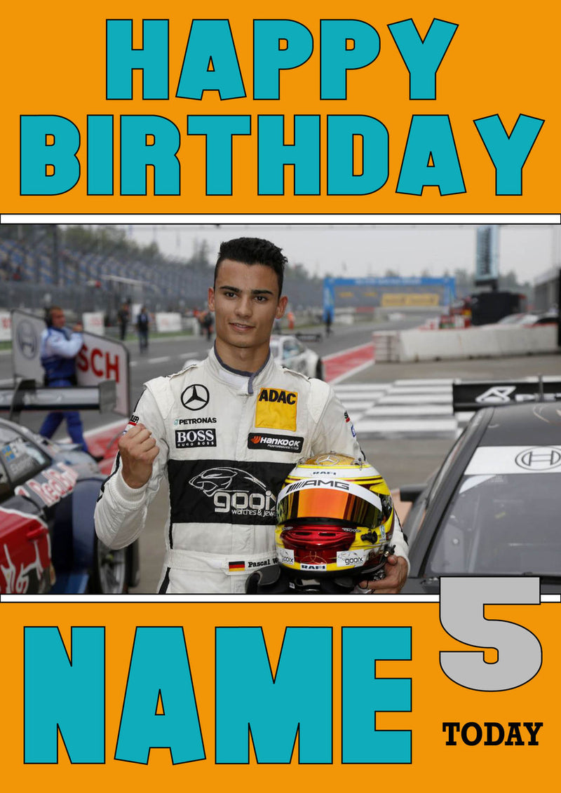 Personalised Pascal Wehrlein F1 THEME INSPIRED PERSONALISED Kids Adult Birthday Card 4