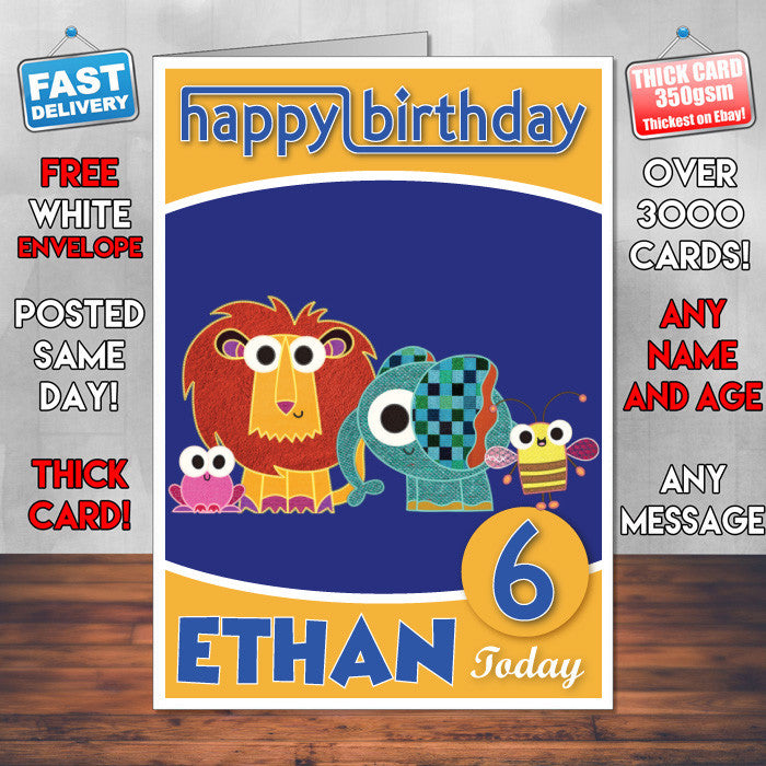 Patchwork Pals 1 Style Theme Personalised Kidshows Birthday Card (SA)