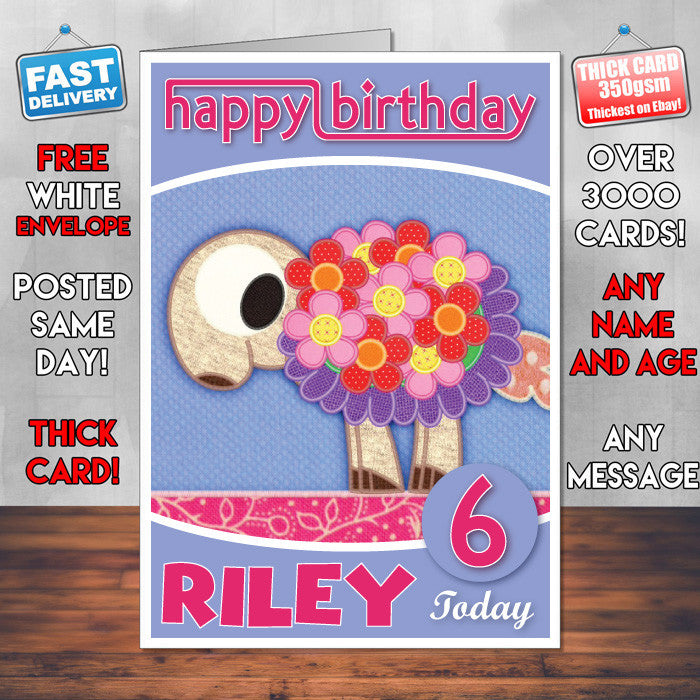 Patchwork Pals 6 Style Theme Personalised Kidshows Birthday Card (SA)