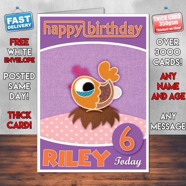 Patchwork Pals 8 Style Theme Personalised Kidshows Birthday Card (SA)