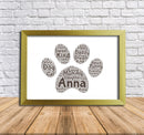 Personalised Paw Print 1 Word Art Poster Print