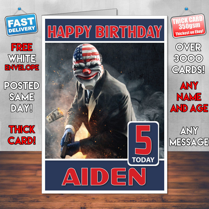 Personalised Payday 1 Inspired Style Game Kids Inspired Birthday Card (SA)