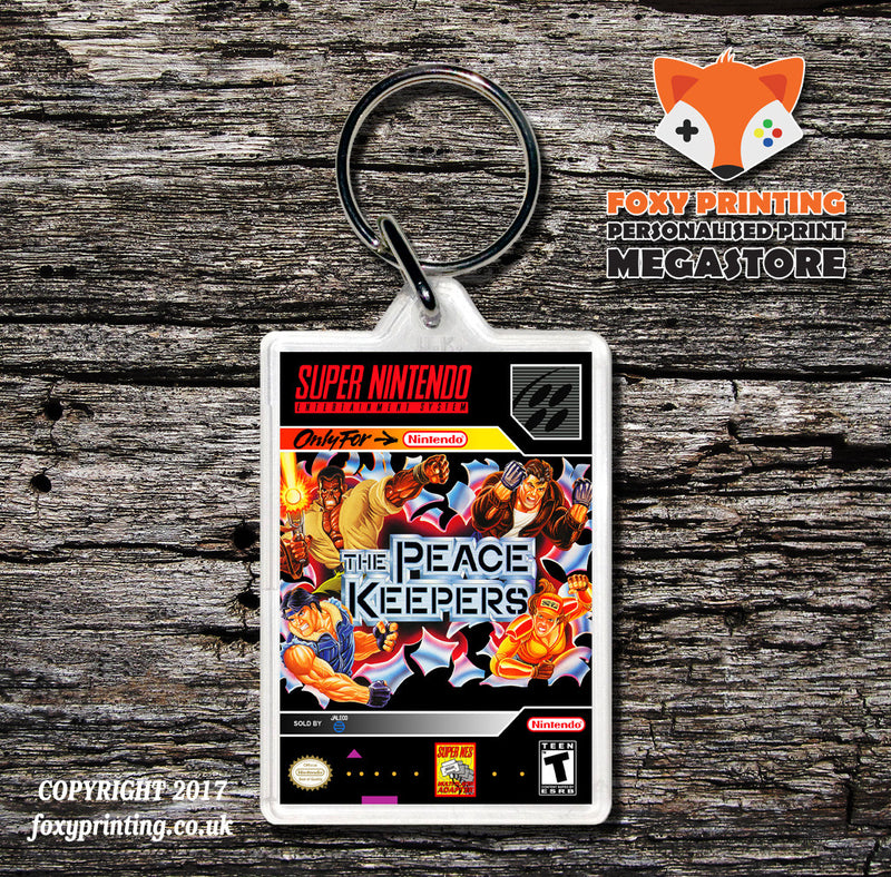 Peace Keepers Game Inspired Retro Gaming Keyring