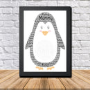 Personalised Penguin 1 Word Art Poster Print