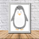 Personalised Penguin 1 Word Art Poster Print
