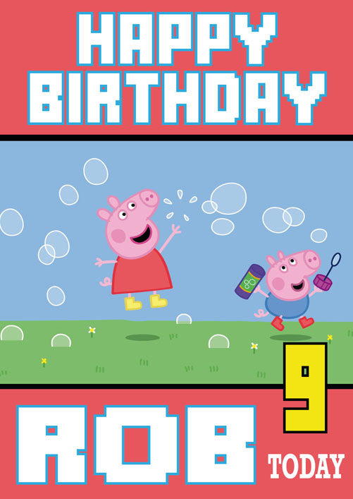 Peppa Pig Bubbles THEME INSPIRED Kids Adult Personalised Birthday Card