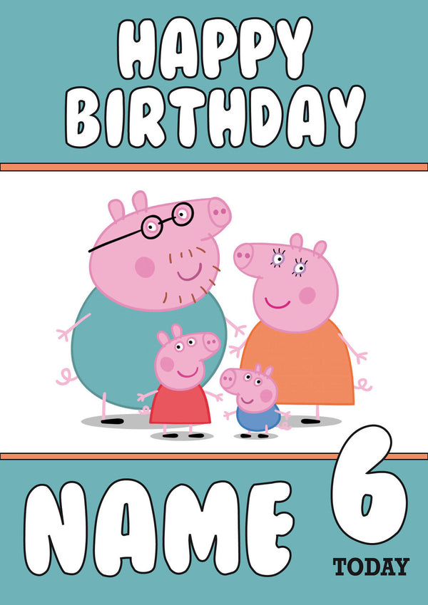 THEME INSPIRED Kids Adult Personalised Birthday Card Peppa Pig Birthday Card 2