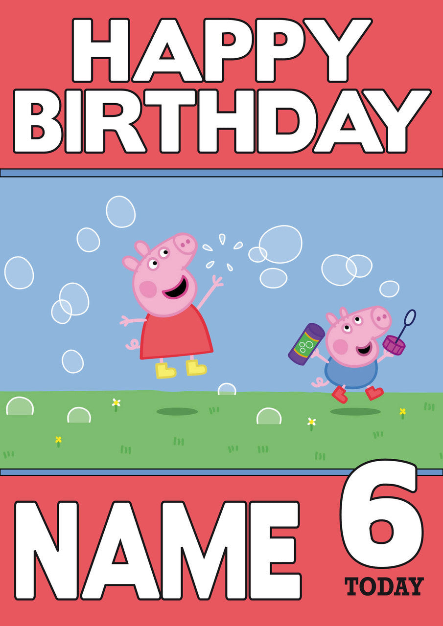THEME INSPIRED Kids Adult Personalised Birthday Card Peppa Pig Birthday Card