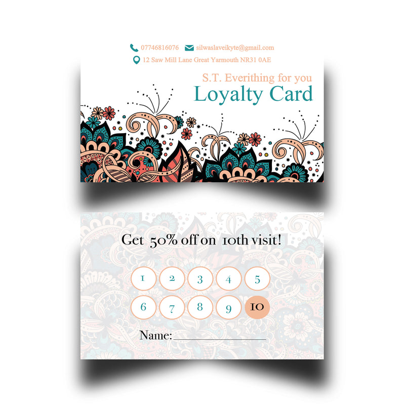 Personalised Floral Themed Loyalty Cards 10
