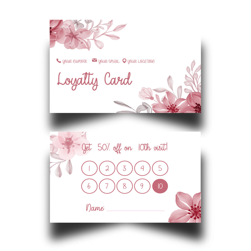 Personalised Floral Themed Loyalty Cards 2