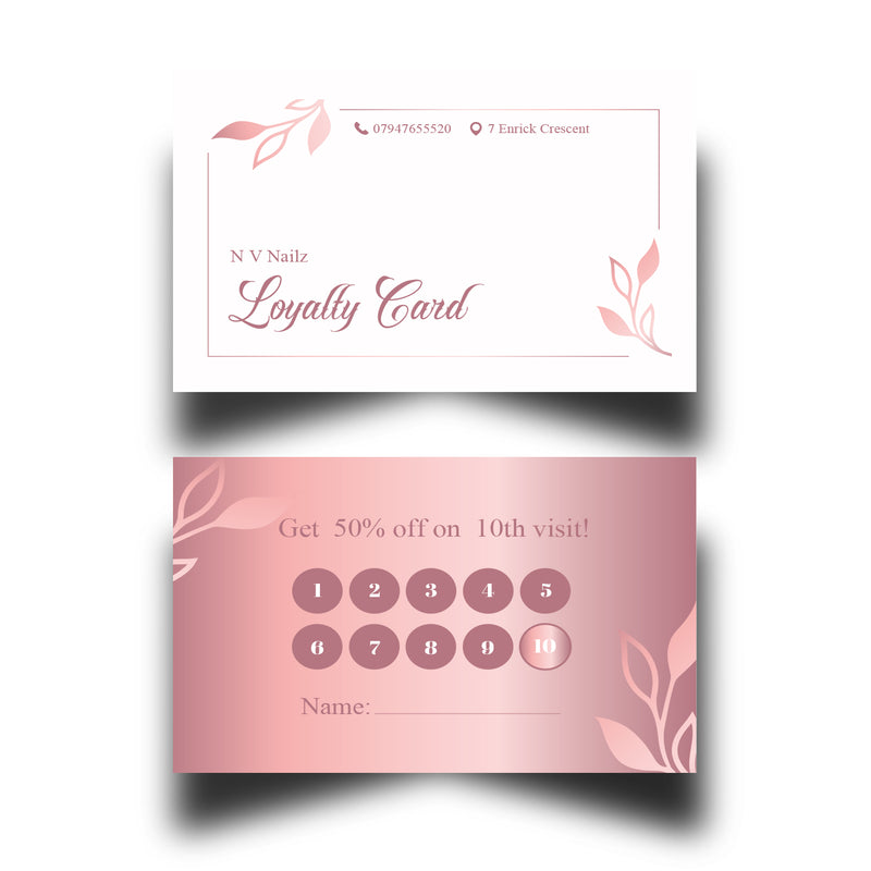 Personalised Rosegold Themed Loyalty Cards 3