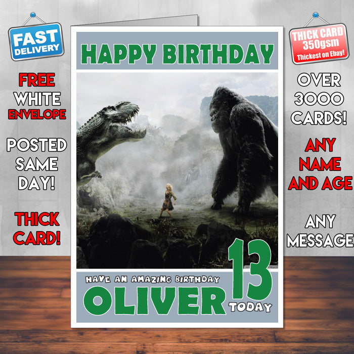 Personalised King Kong Vs Godzilla INSPIRED THEME Movie Birthday Card (SA)