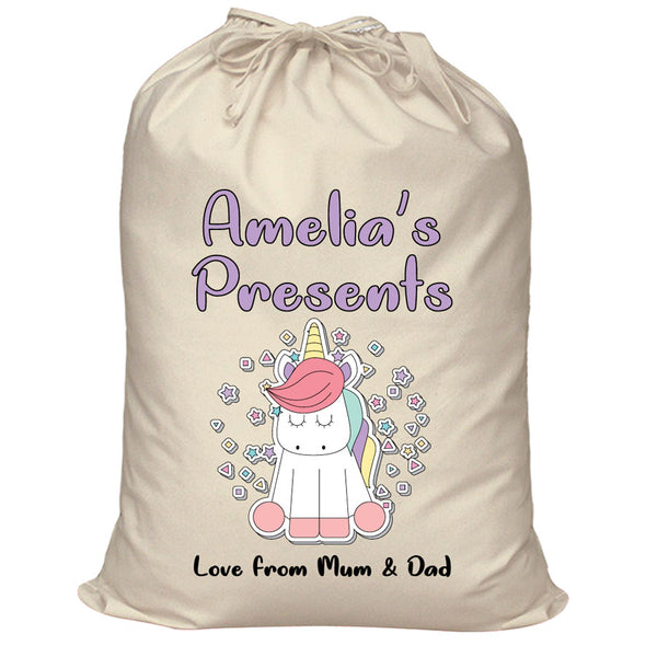 Personalised Unicorn Santa Sack XL - 101 Custom Name
