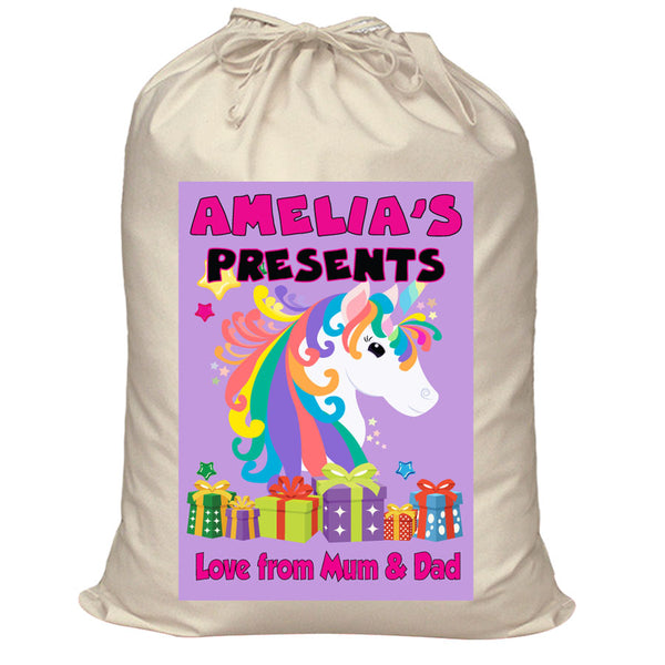 Personalised Unicorn Santa Sack XL - 103 Custom Name