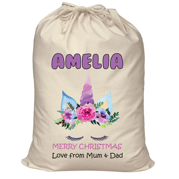 Personalised Unicorn Santa Sack XL - 105 Custom Name